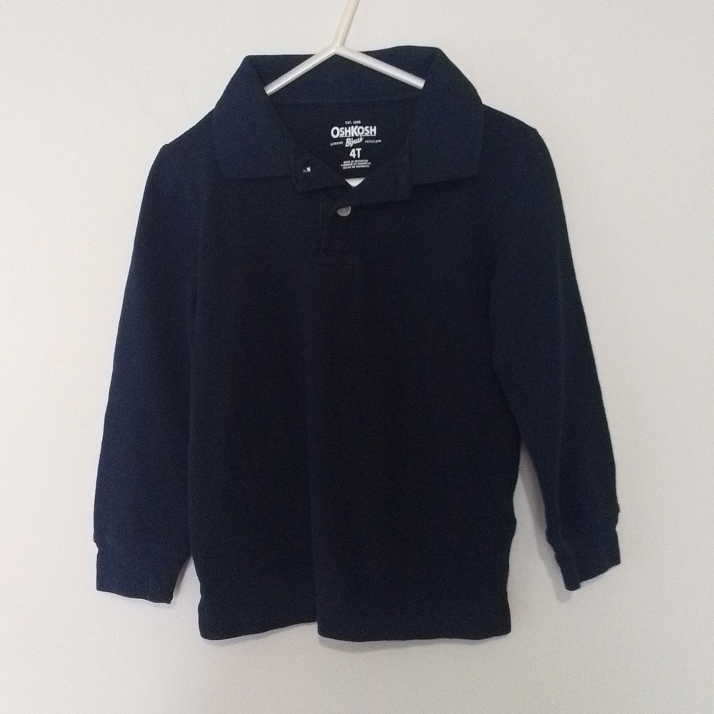 Oshkosh boys size 4 T long sleeve polo shirt navy blue